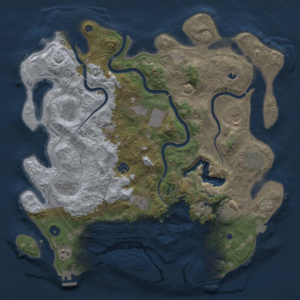 Rust Map: Procedural Map, Size: 4250, Seed: 1289664240, 16 Monuments