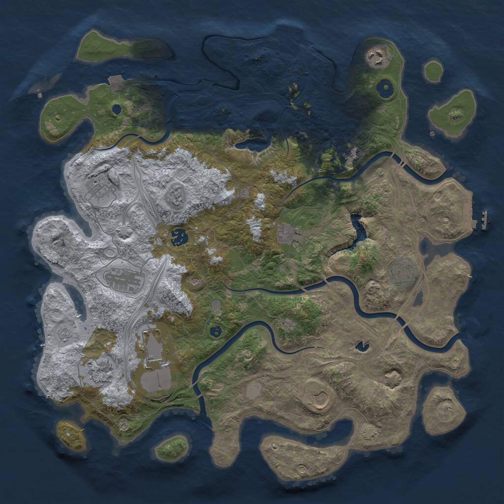 Rust Map: Procedural Map, Size: 4250, Seed: 43500, 16 Monuments