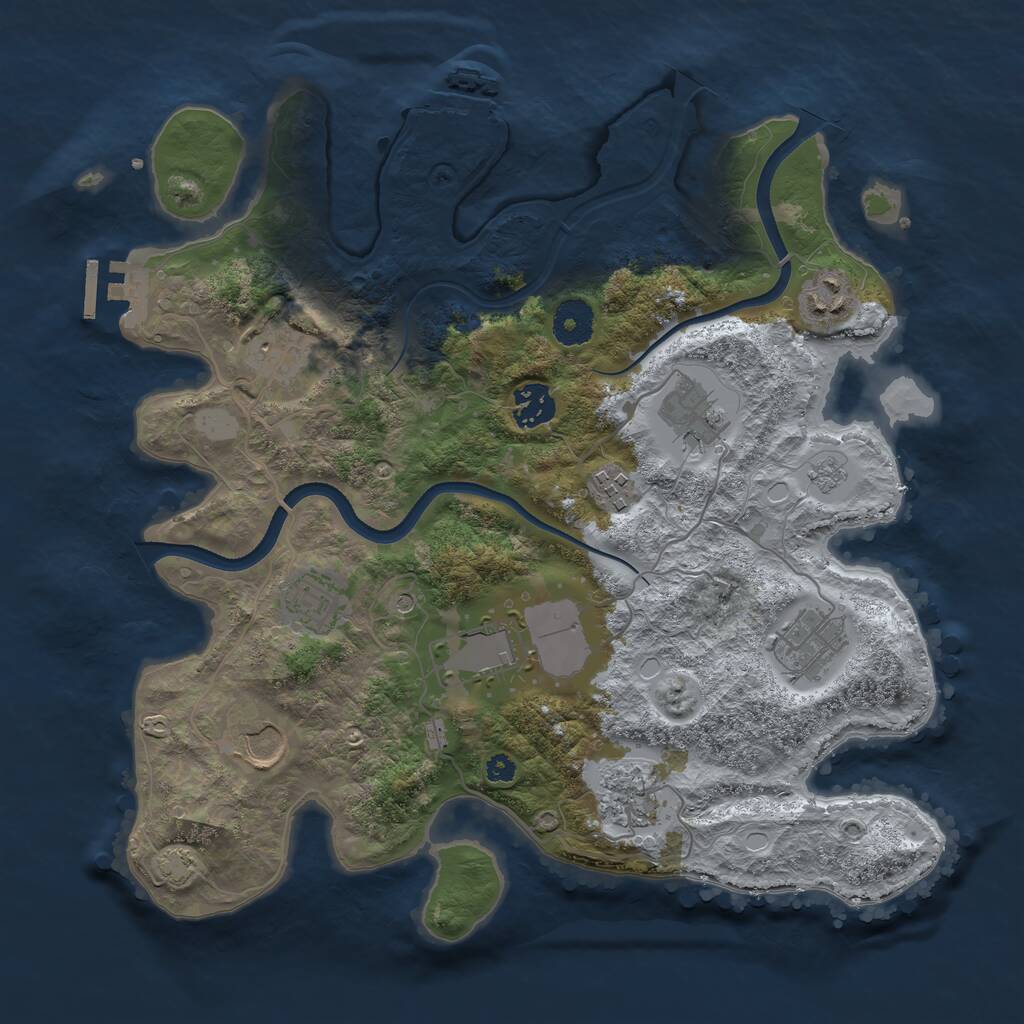 Rust Map: Procedural Map, Size: 3500, Seed: 767676, 16 Monuments