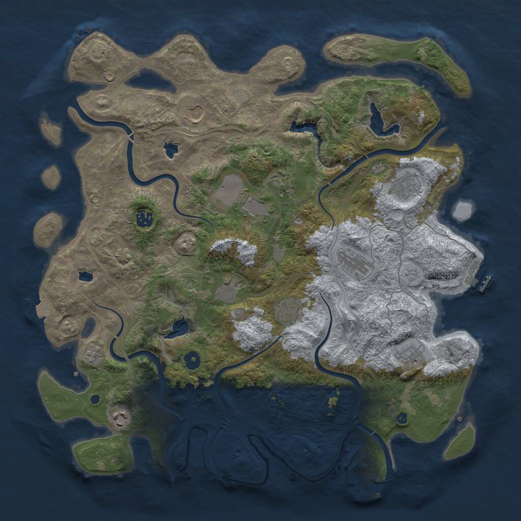 Rust Map: Procedural Map, Size: 4500, Seed: 160166145, 17 Monuments