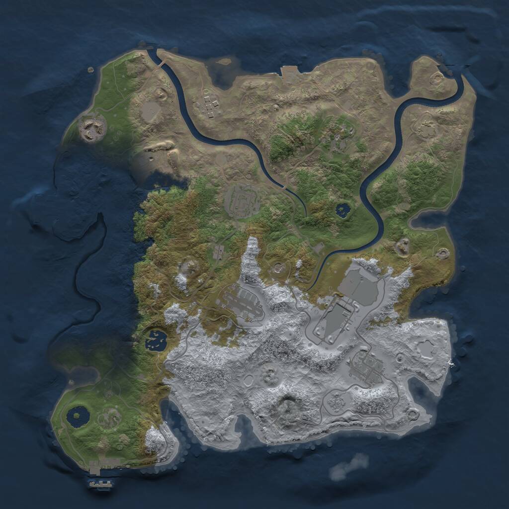 Rust Map: Procedural Map, Size: 3500, Seed: 463327, 15 Monuments
