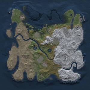 Thumbnail Rust Map: Procedural Map, Size: 3500, Seed: 2048488846, 15 Monuments