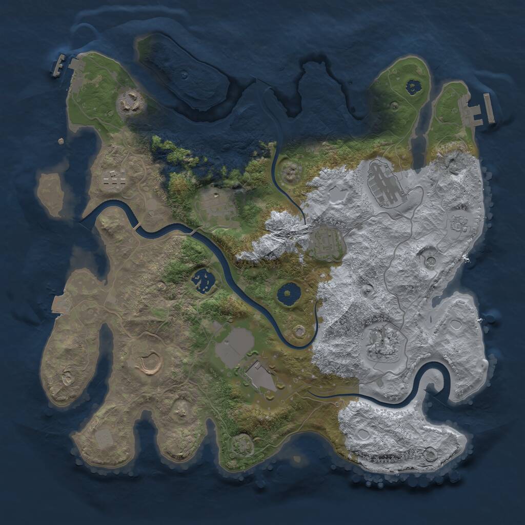 Rust Map: Procedural Map, Size: 3500, Seed: 2048488846, 15 Monuments