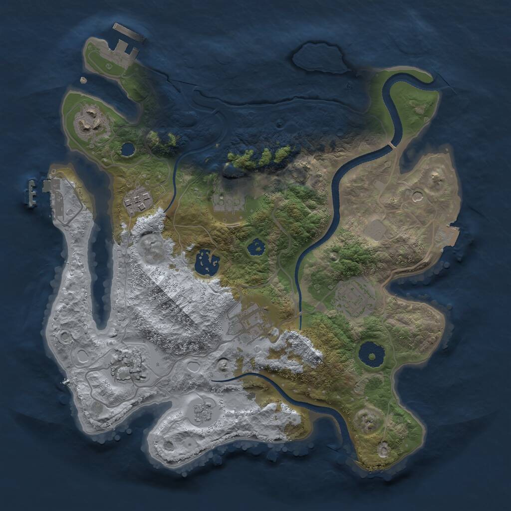 Rust Map: Procedural Map, Size: 3000, Seed: 717925884, 13 Monuments