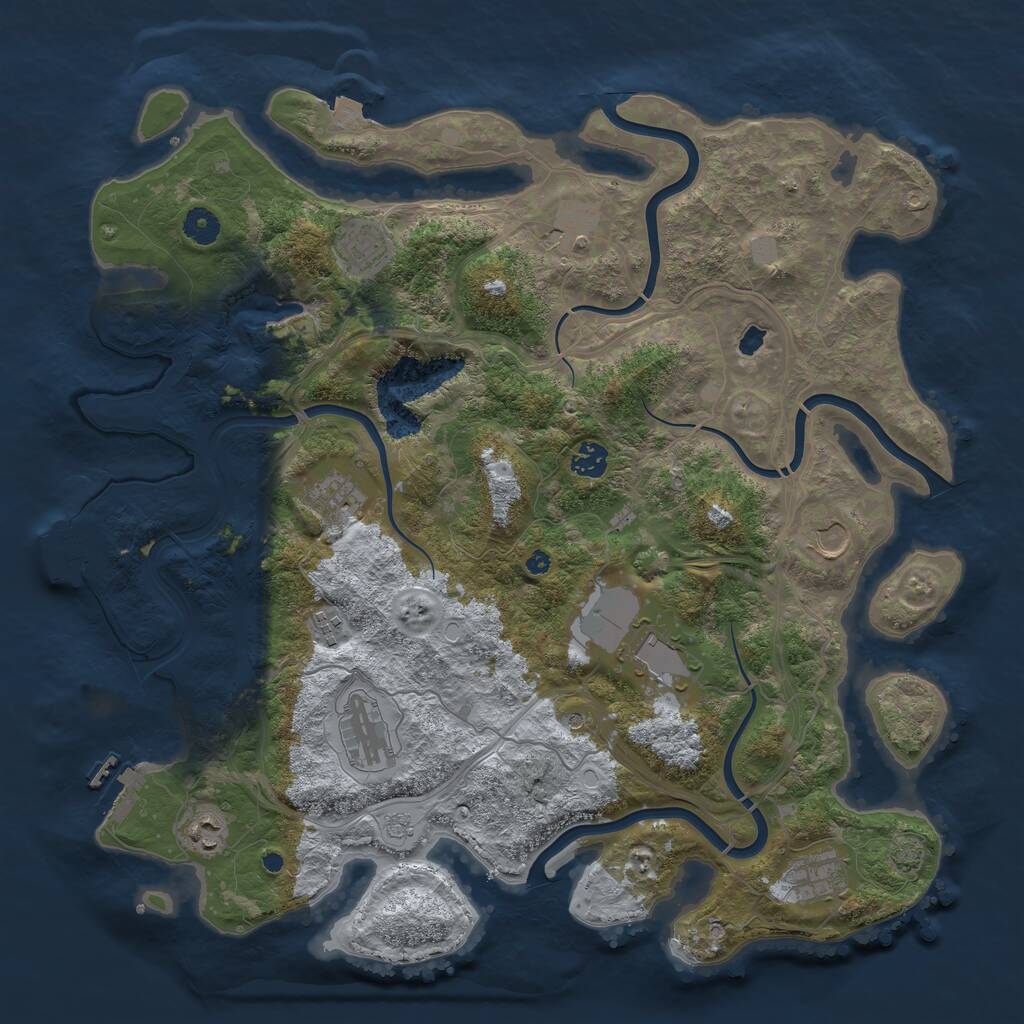 Rust Map: Procedural Map, Size: 4250, Seed: 1400945296, 16 Monuments