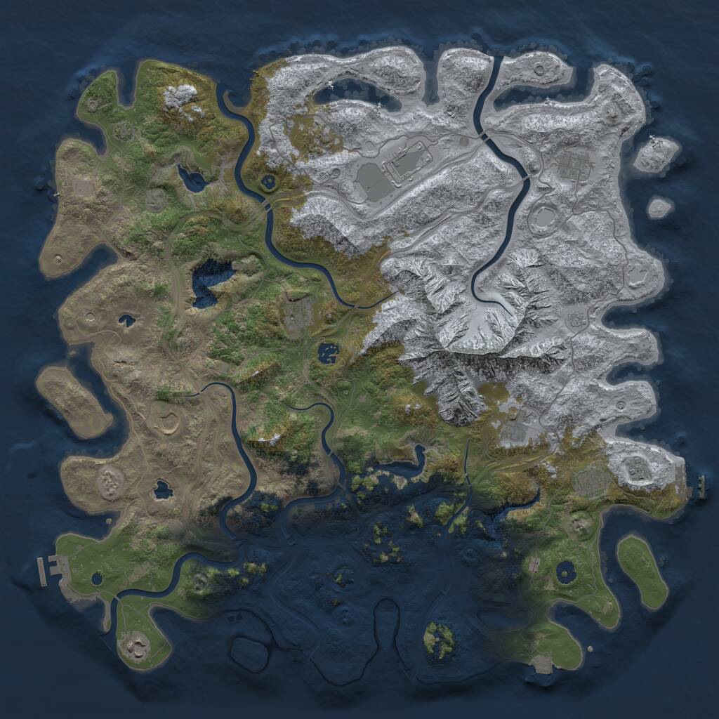 Rust Map: Procedural Map, Size: 5000, Seed: 6081708, 16 Monuments