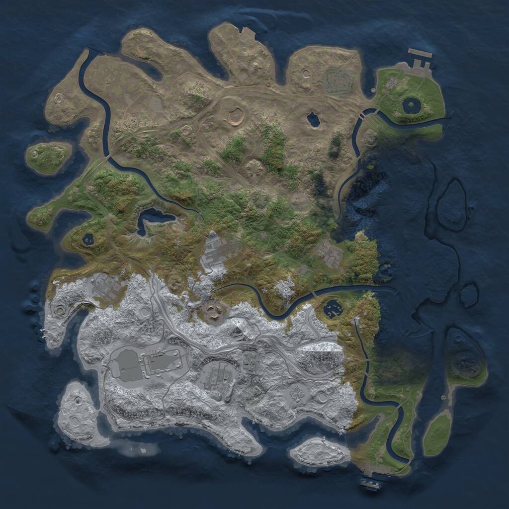 Rust Map: Procedural Map, Size: 4250, Seed: 852613839, 16 Monuments
