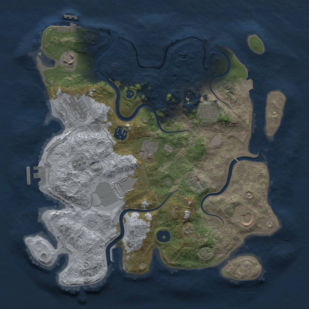 Rust Map: Procedural Map, Size: 3500, Seed: 757046115, 14 Monuments