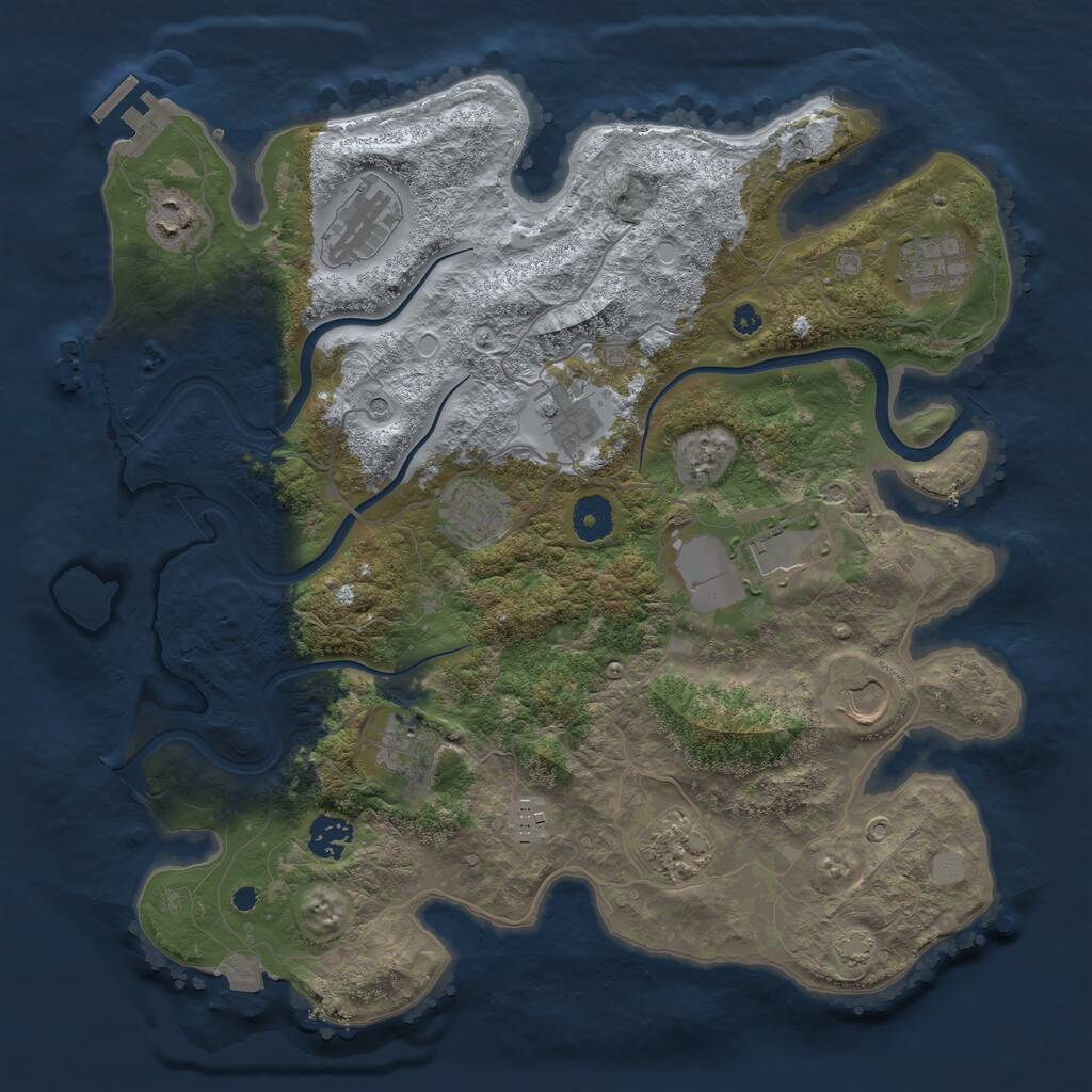 Rust Map: Procedural Map, Size: 3750, Seed: 1182453802, 16 Monuments