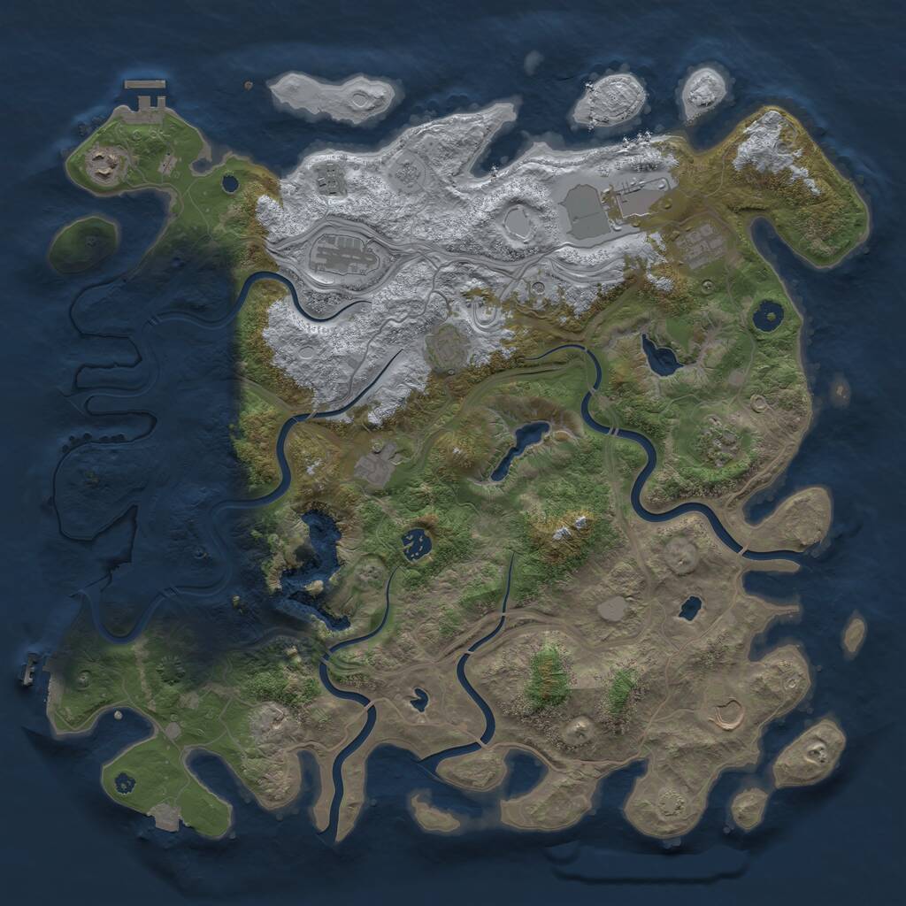 Rust Map: Procedural Map, Size: 4500, Seed: 746415363, 16 Monuments