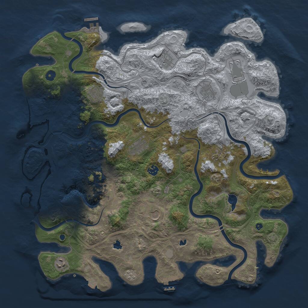 Rust Map: Procedural Map, Size: 4500, Seed: 670484145, 16 Monuments