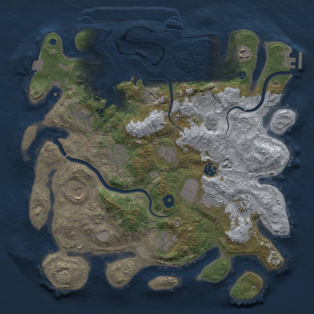 Rust Map: Procedural Map, Size: 3800, Seed: 303072066, 17 Monuments