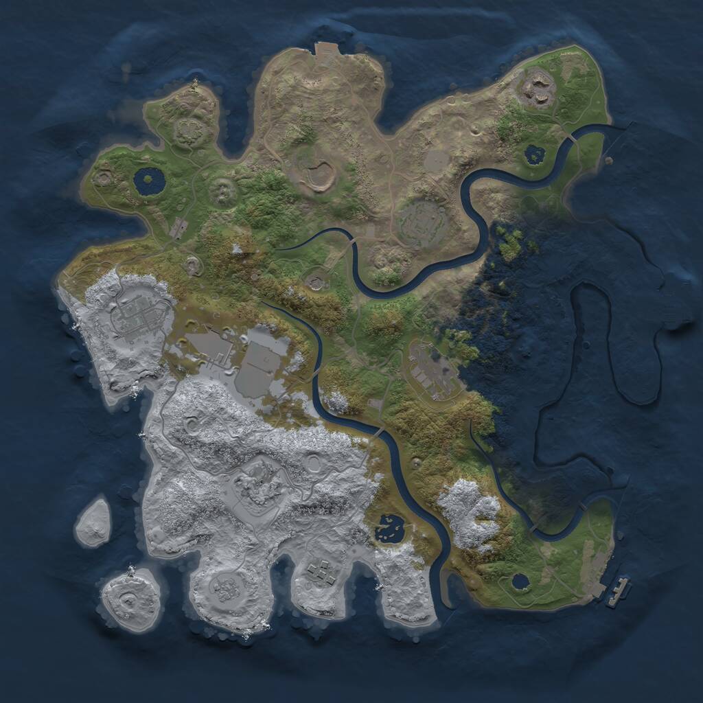 Rust Map: Procedural Map, Size: 3500, Seed: 1983008292, 15 Monuments