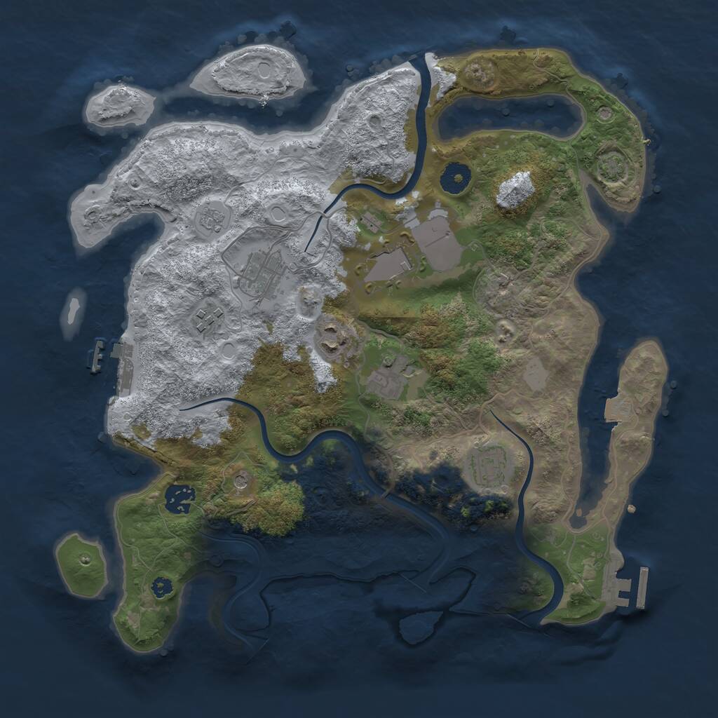 Rust Map: Procedural Map, Size: 3500, Seed: 369824, 13 Monuments