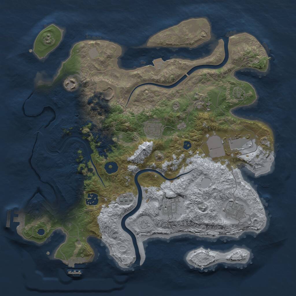 Rust Map: Procedural Map, Size: 3500, Seed: 264297699, 15 Monuments