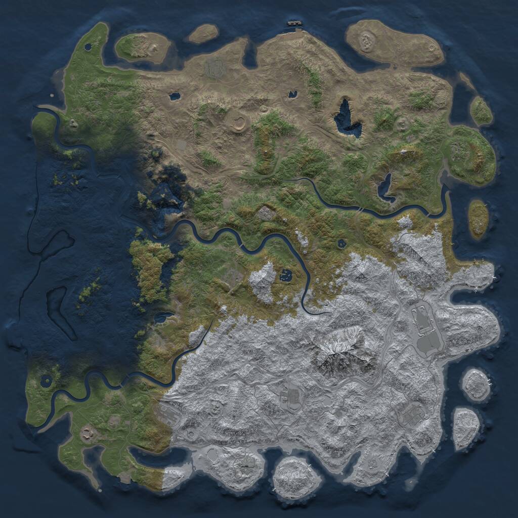 Rust Map: Procedural Map, Size: 6000, Seed: 223569151, 17 Monuments