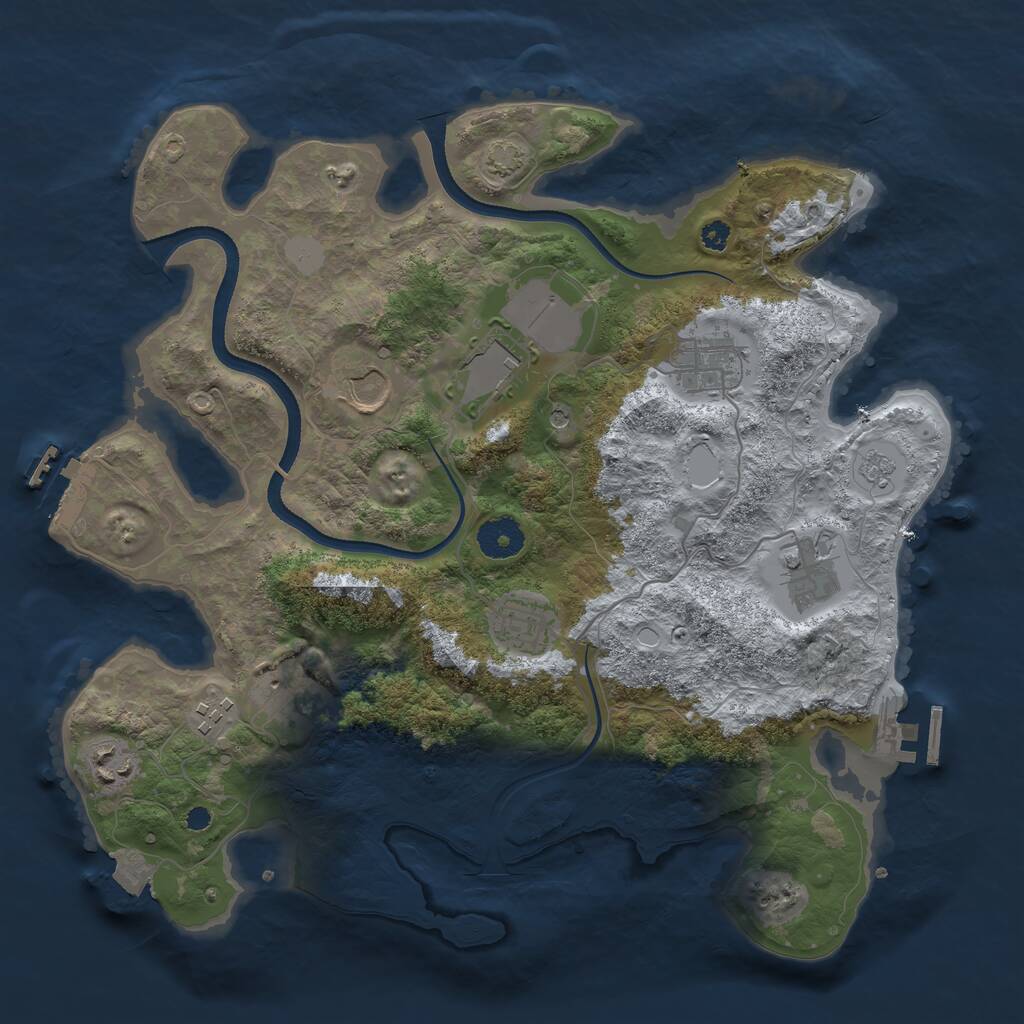 Rust Map: Procedural Map, Size: 3500, Seed: 87023698, 14 Monuments