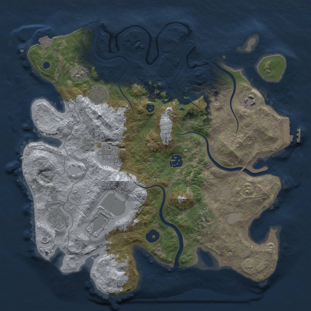 Rust Map: Procedural Map, Size: 3600, Seed: 543, 13 Monuments