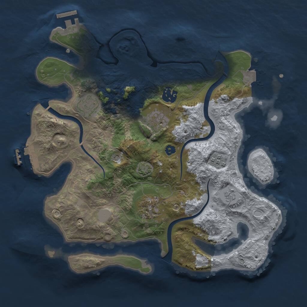 Rust Map: Procedural Map, Size: 3000, Seed: 937057573, 11 Monuments