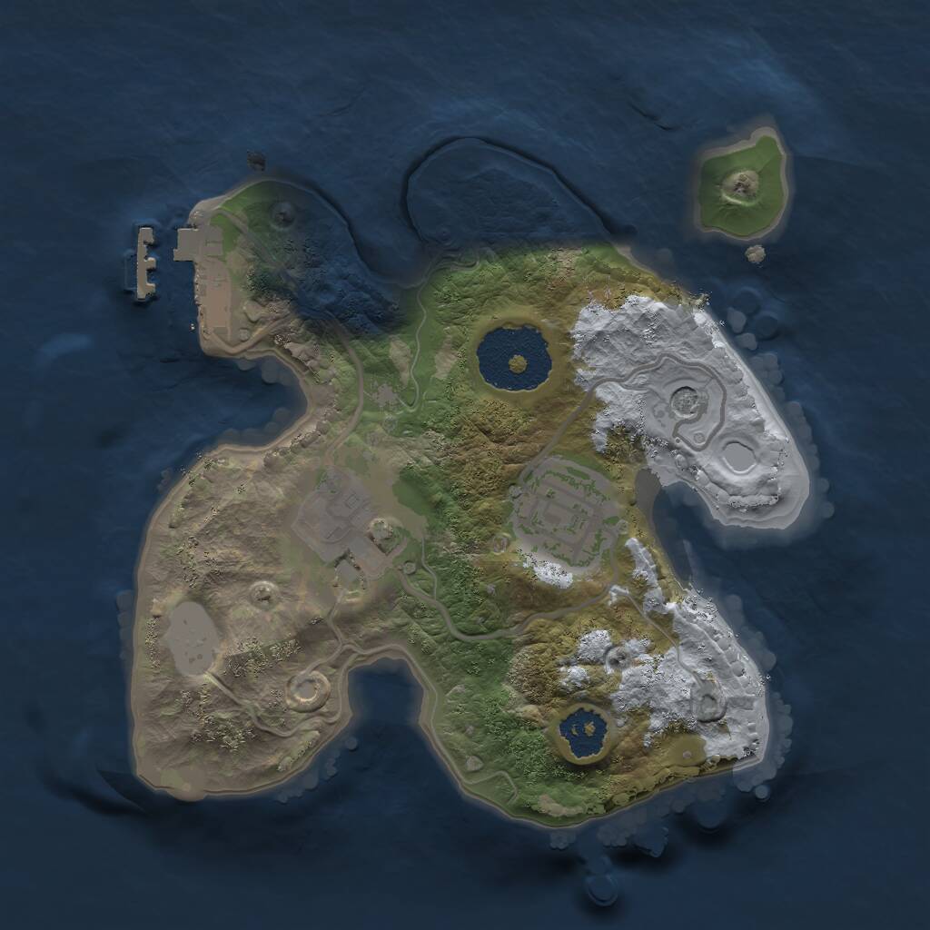 Rust Map: Procedural Map, Size: 2000, Seed: 1362904115, 5 Monuments