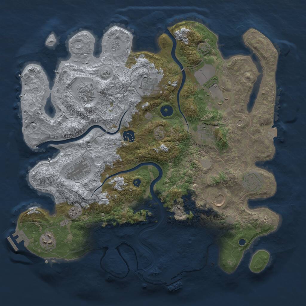 Rust Map: Procedural Map, Size: 3800, Seed: 53453455, 16 Monuments