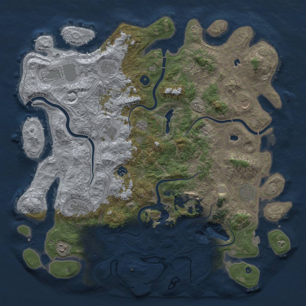 Rust Map: Procedural Map, Size: 4750, Seed: 1957054998, 16 Monuments