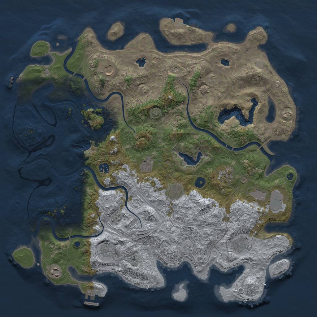 Rust Map: Procedural Map, Size: 4500, Seed: 47879334, 16 Monuments