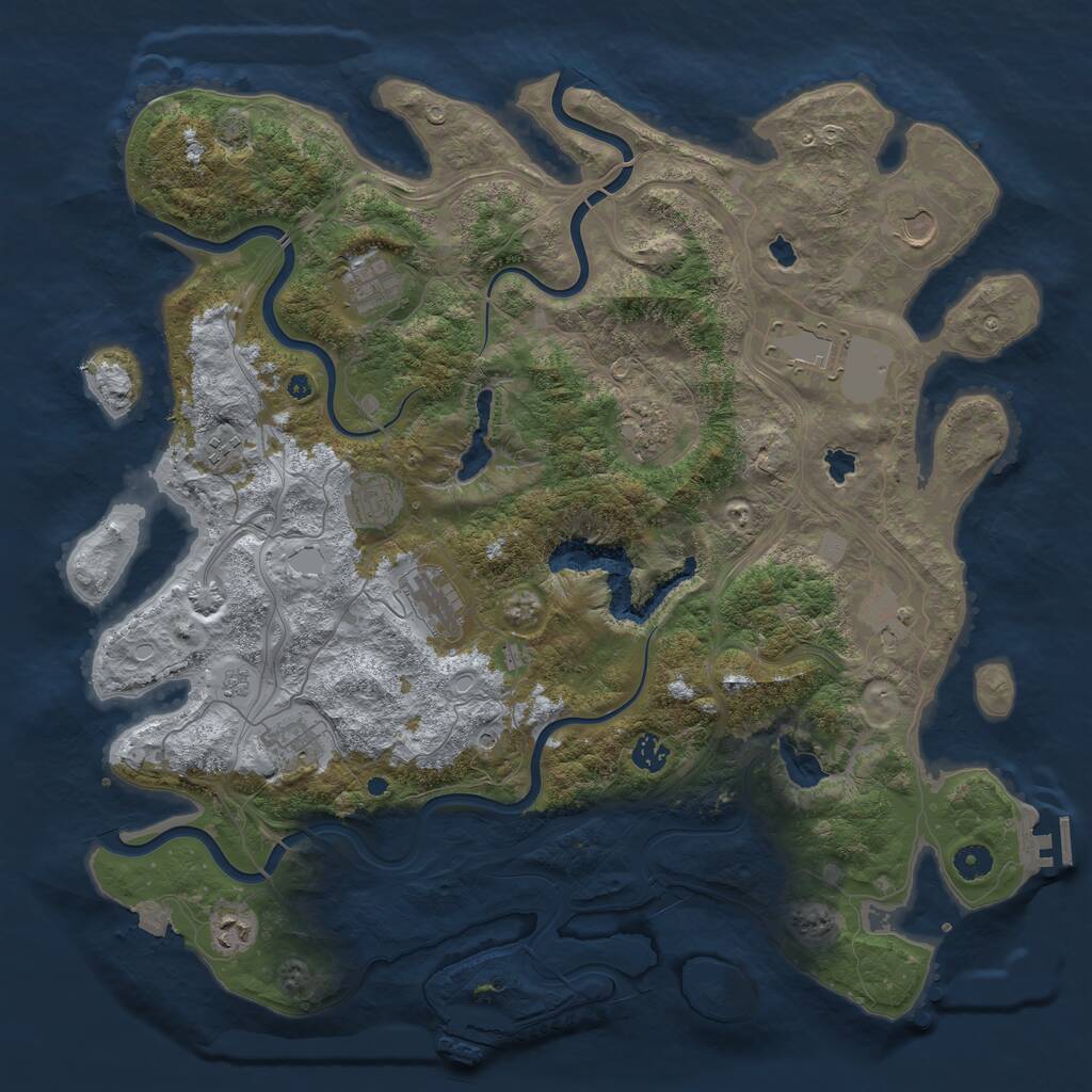 Rust Map: Procedural Map, Size: 4500, Seed: 456489, 17 Monuments