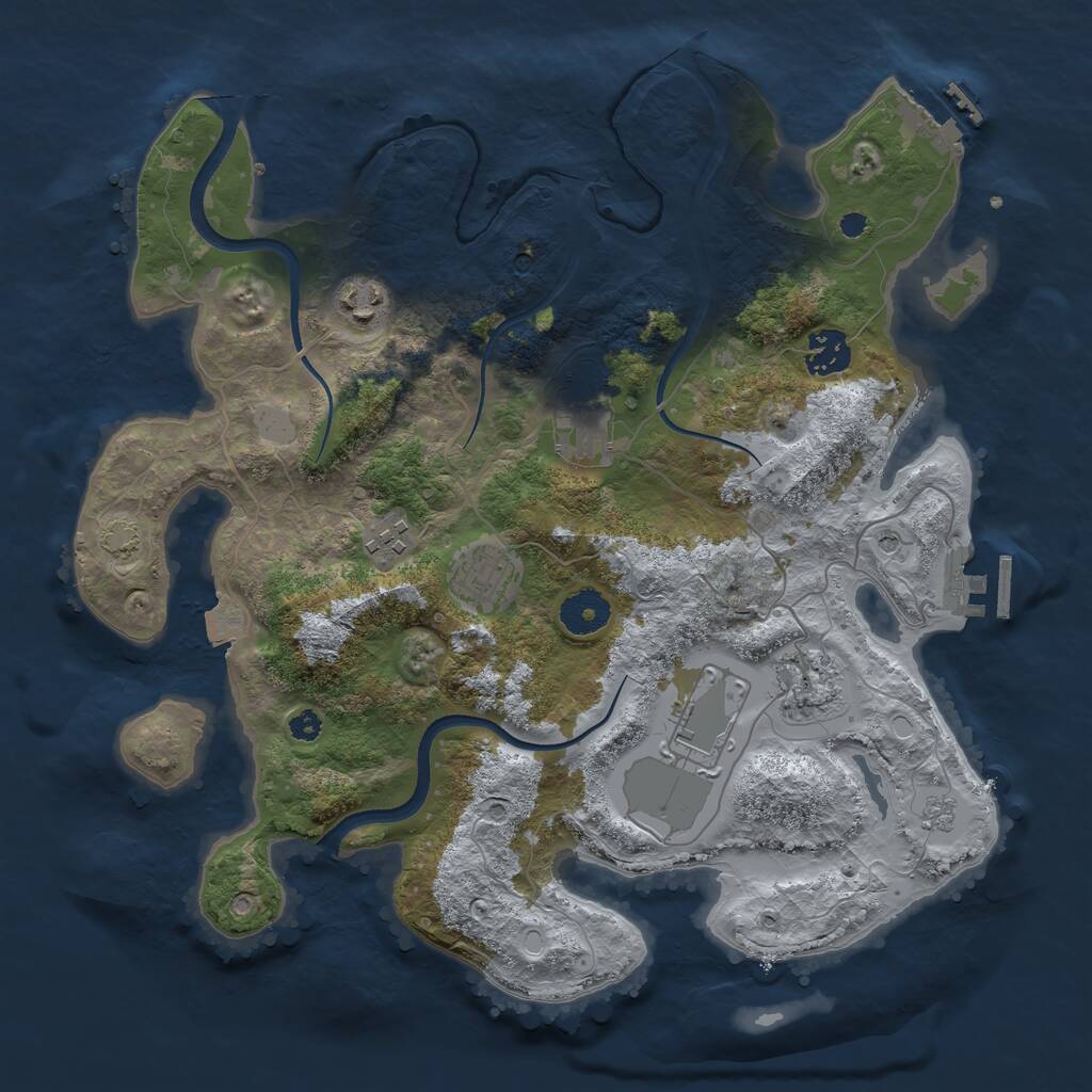 Rust Map: Procedural Map, Size: 3500, Seed: 2140199968, 13 Monuments