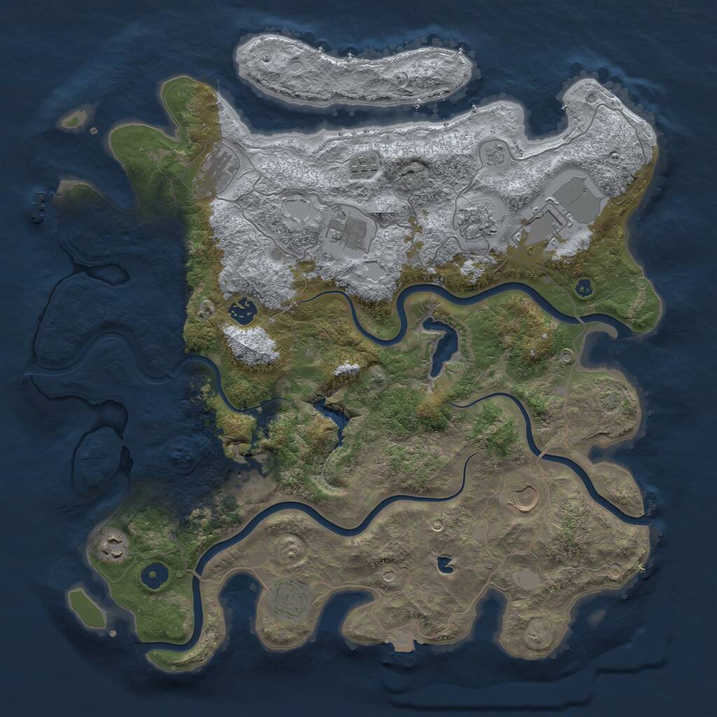 Rust Map: Procedural Map, Size: 4135, Seed: 1, 15 Monuments