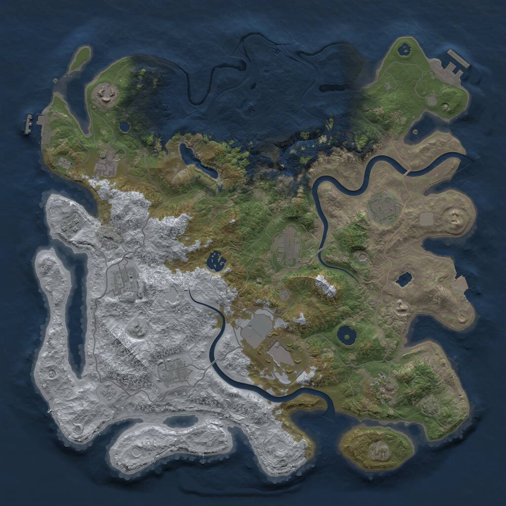 Rust Map: Procedural Map, Size: 4000, Seed: 717925884, 16 Monuments