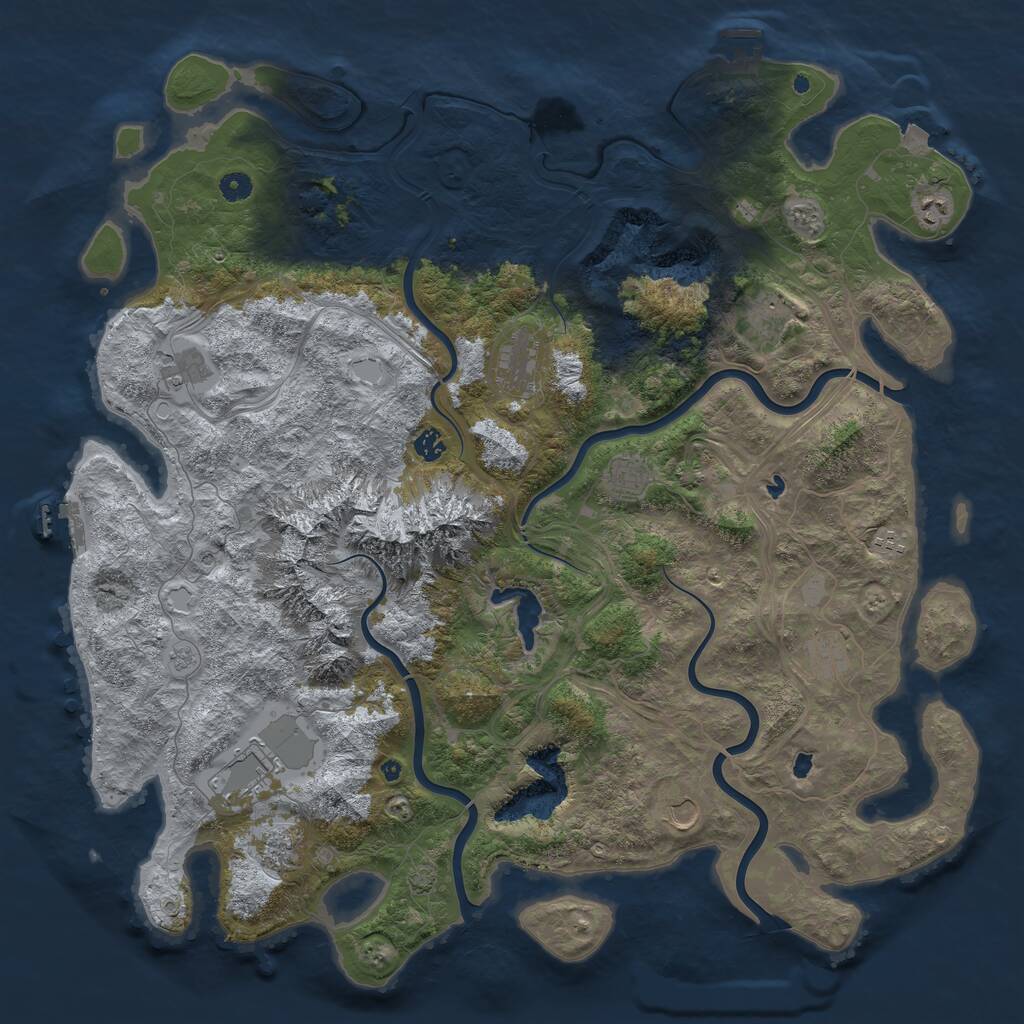 Rust Map: Procedural Map, Size: 5000, Seed: 599426639, 17 Monuments