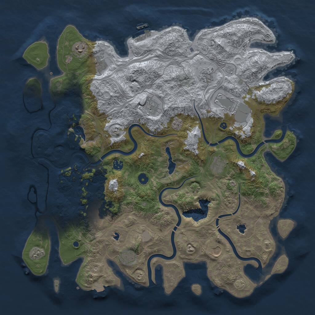 Rust Map: Procedural Map, Size: 4500, Seed: 1754564363, 16 Monuments