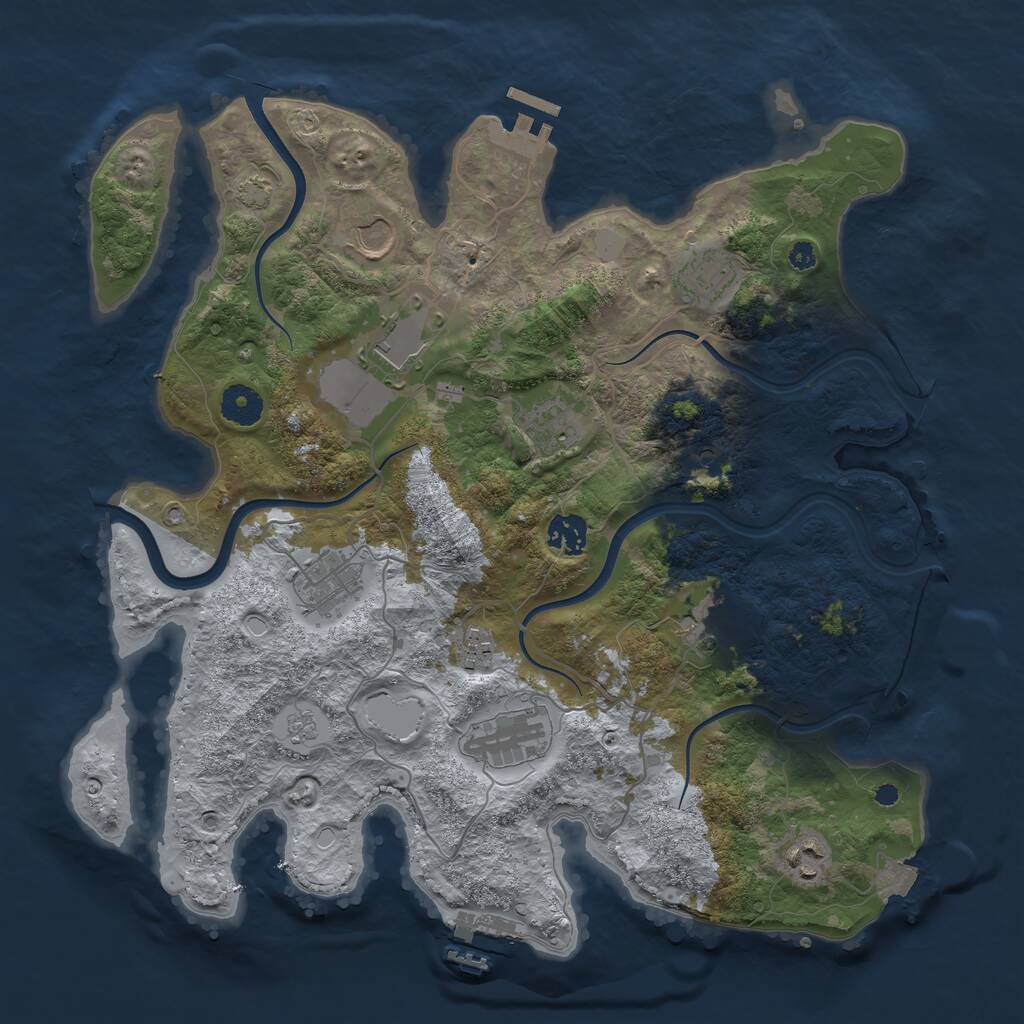 Rust Map: Procedural Map, Size: 3750, Seed: 2110686276, 16 Monuments