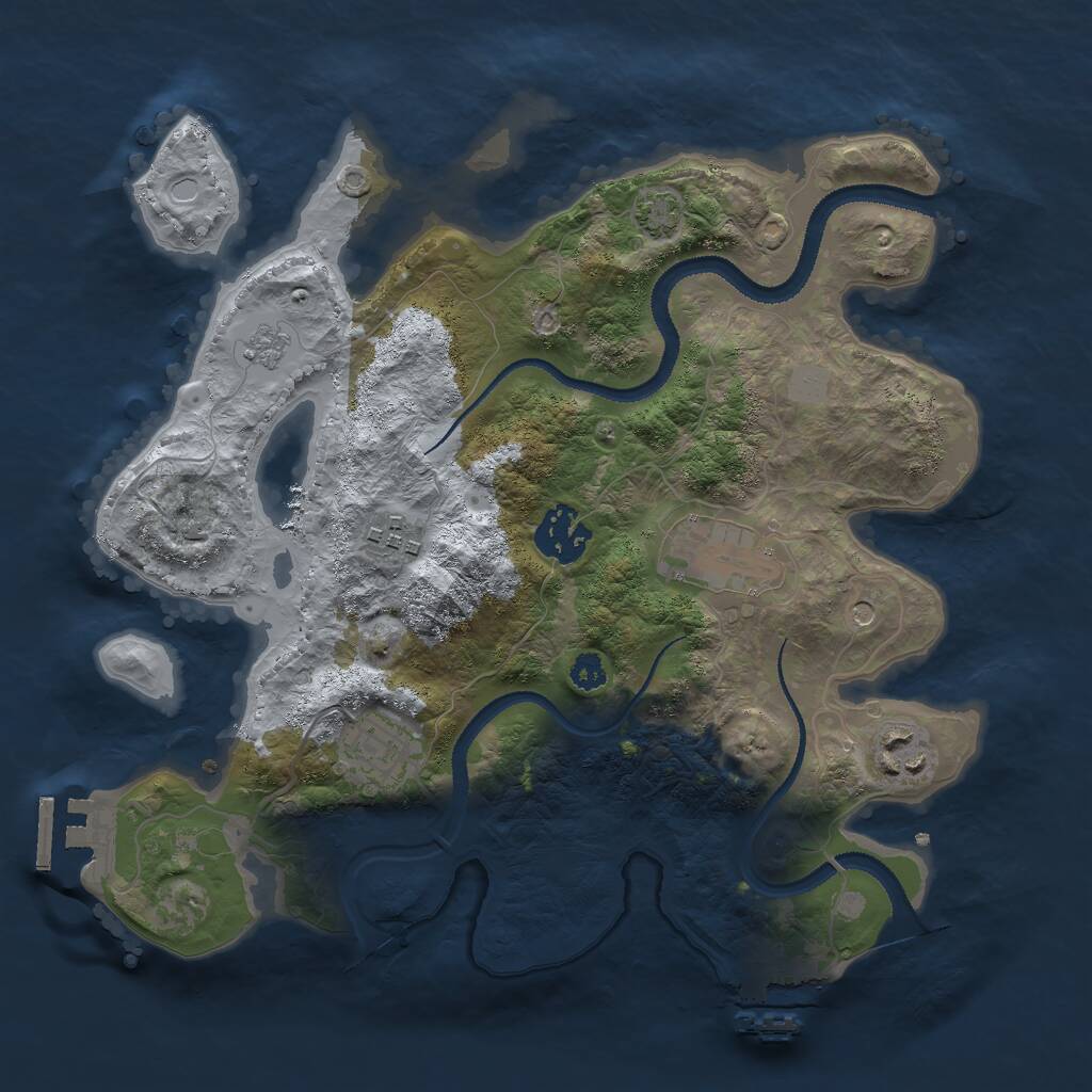 Rust Map: Procedural Map, Size: 3000, Seed: 1957054998, 11 Monuments