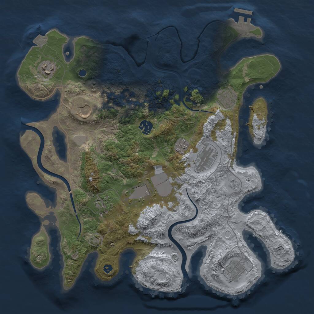 Rust Map: Procedural Map, Size: 3500, Seed: 463657494, 14 Monuments