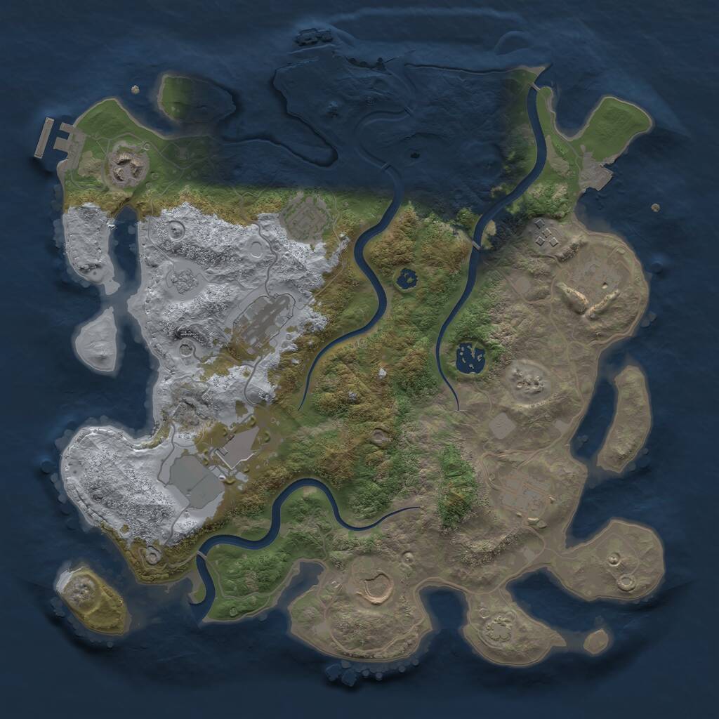 Rust Map: Procedural Map, Size: 3500, Seed: 648266, 15 Monuments