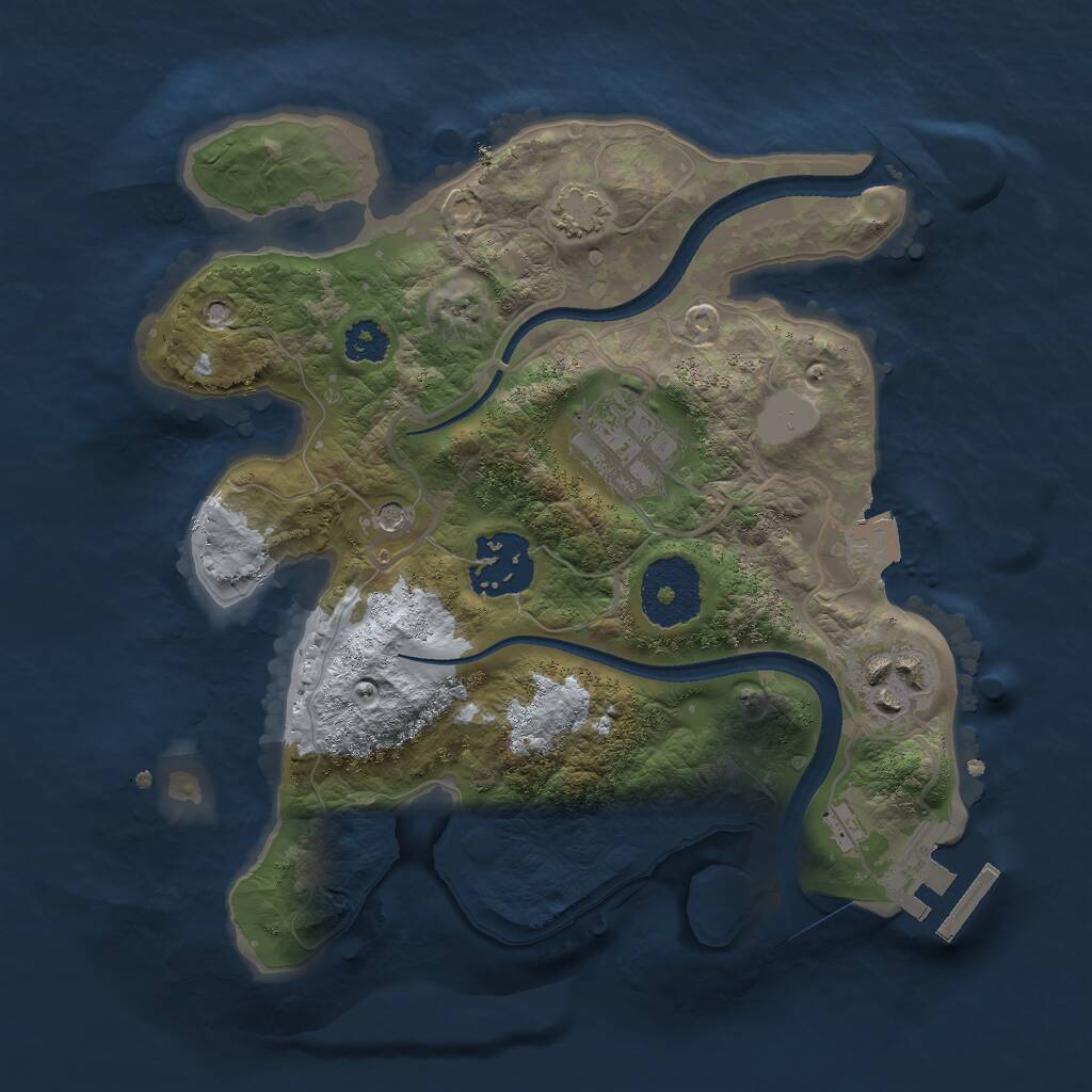 Rust Map: Procedural Map, Size: 2500, Seed: 827364, 7 Monuments