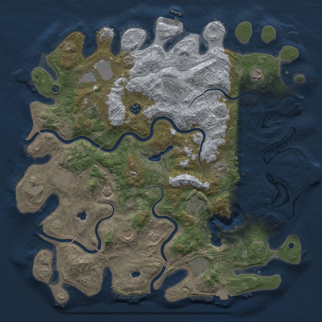 Rust Map: Procedural Map, Size: 4500, Seed: 628770195, 16 Monuments