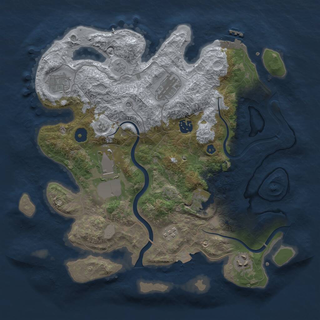 Rust Map: Procedural Map, Size: 3500, Seed: 1783690070, 12 Monuments