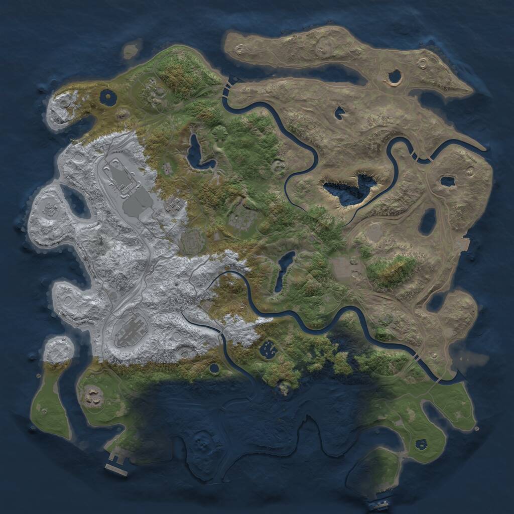 Rust Map: Procedural Map, Size: 4500, Seed: 602880018, 16 Monuments