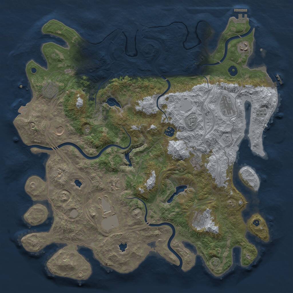 Rust Map: Procedural Map, Size: 4500, Seed: 19801982, 16 Monuments