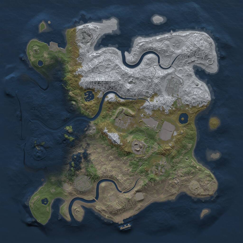 Rust Map: Procedural Map, Size: 3500, Seed: 5612551, 14 Monuments