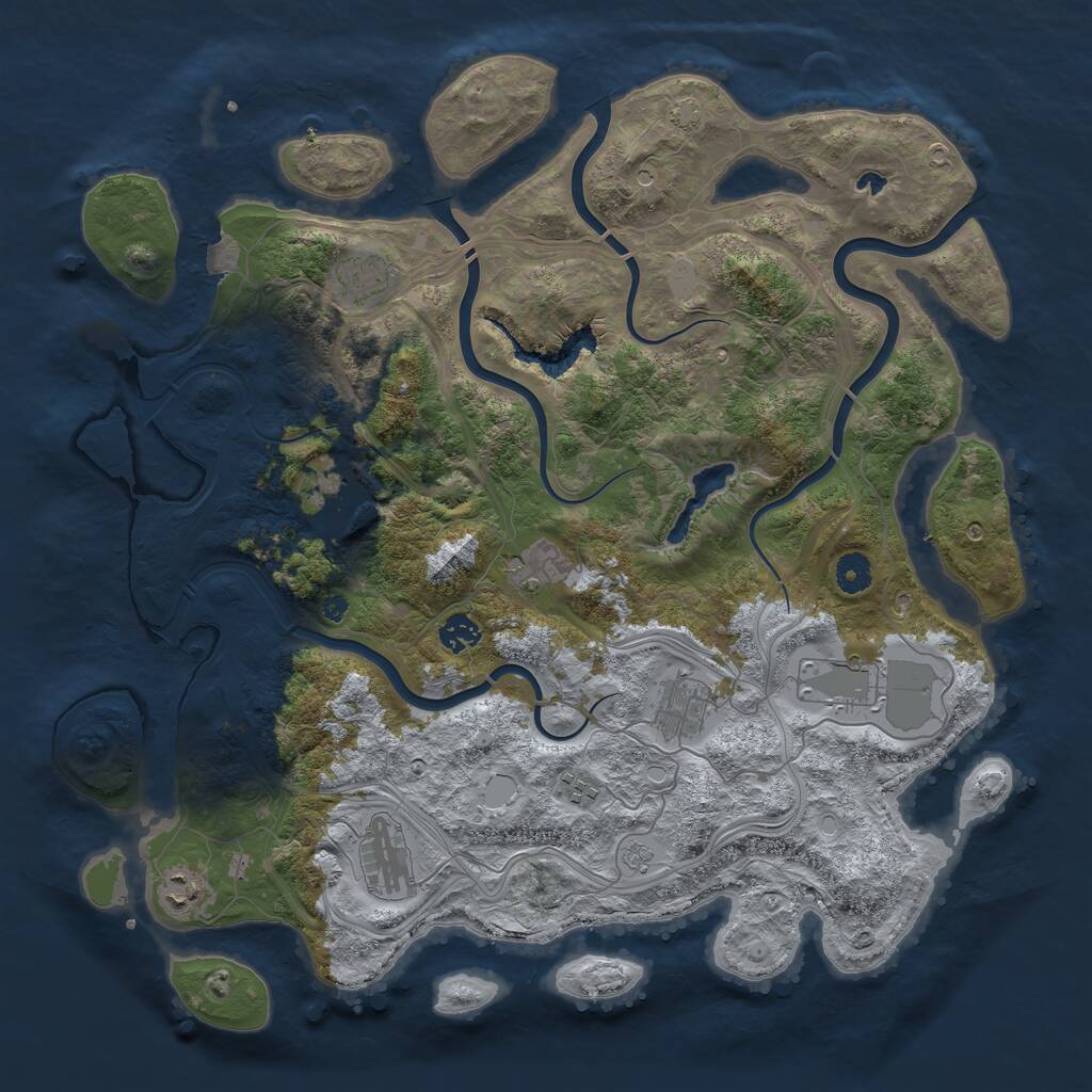 Rust Map: Procedural Map, Size: 4250, Seed: 997852838, 13 Monuments