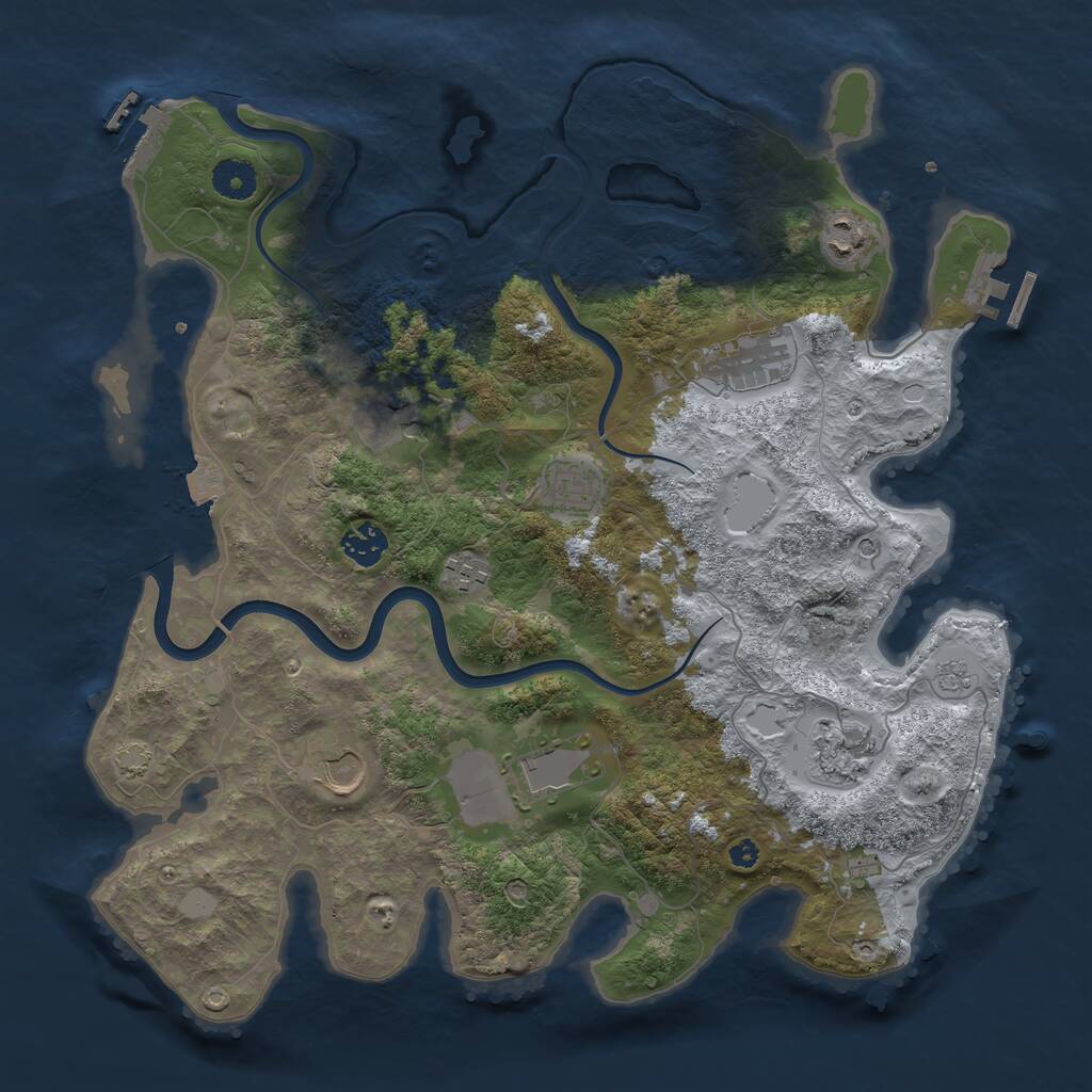 Rust Map: Procedural Map, Size: 3800, Seed: 5433, 15 Monuments