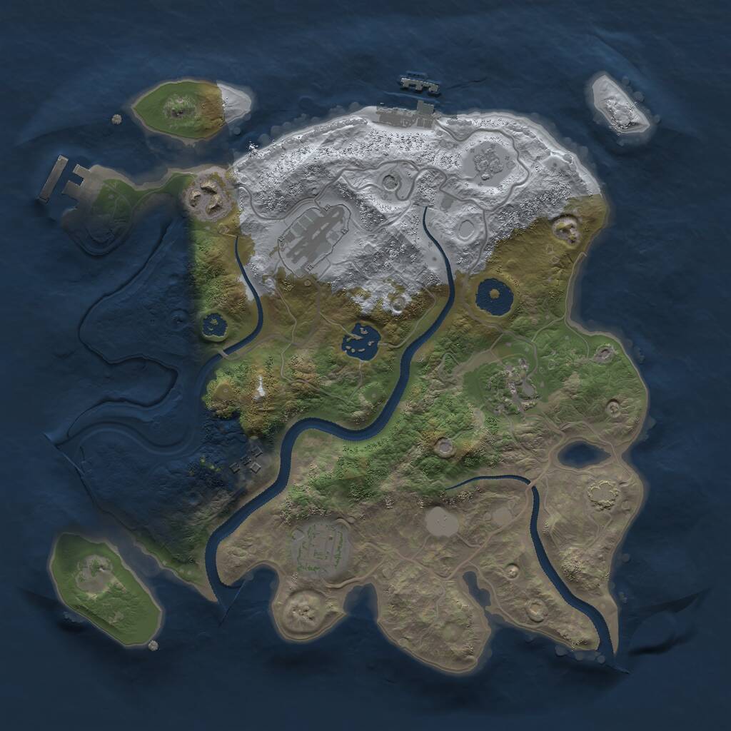 Rust Map: Procedural Map, Size: 3000, Seed: 8762, 12 Monuments