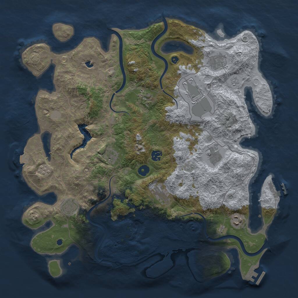 Rust Map: Procedural Map, Size: 4100, Seed: 84878467, 16 Monuments
