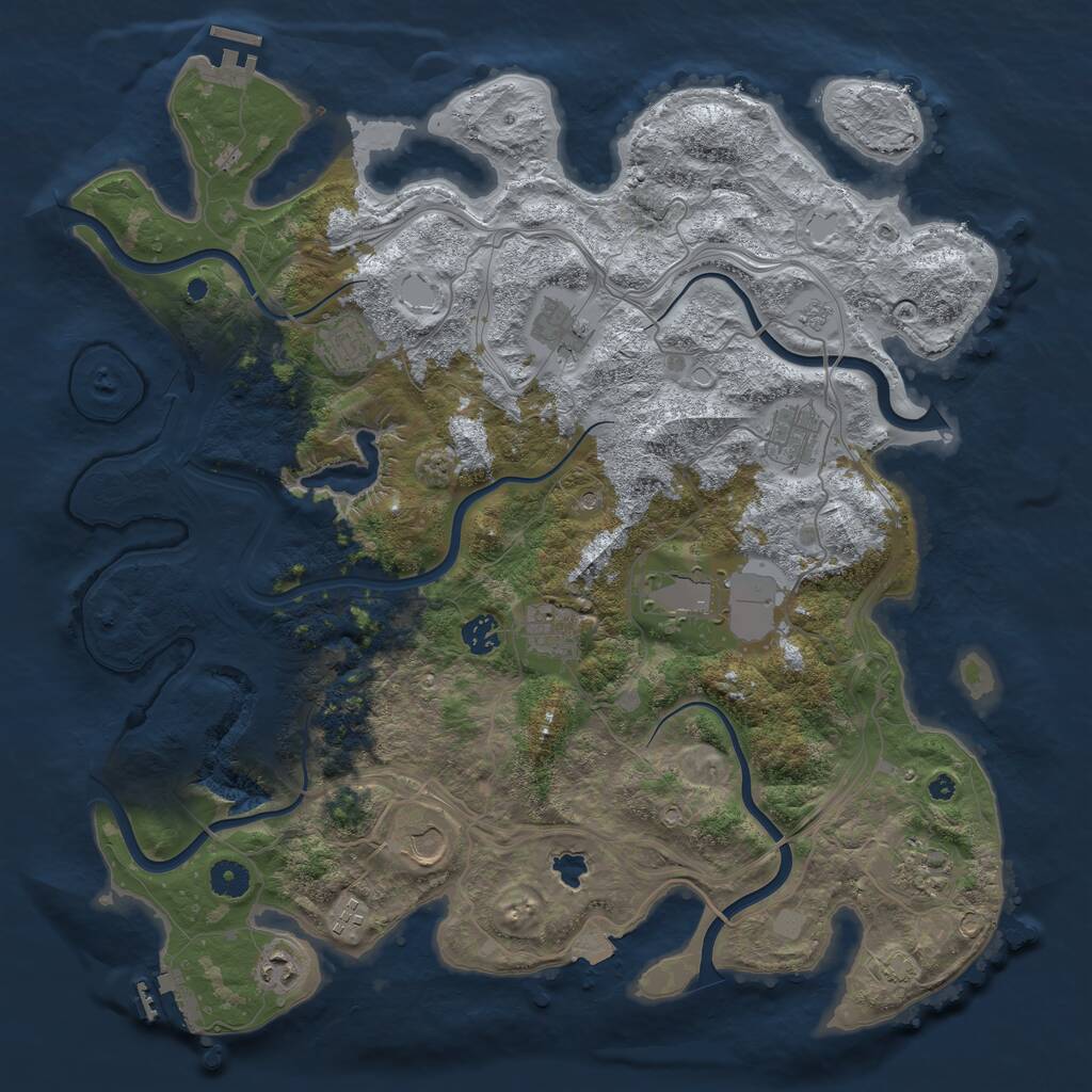 Rust Map: Procedural Map, Size: 4250, Seed: 1821074862, 16 Monuments