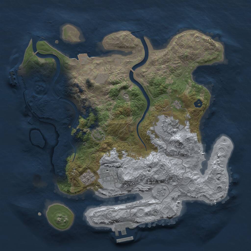 Rust Map: Procedural Map, Size: 3000, Seed: 24047, 9 Monuments