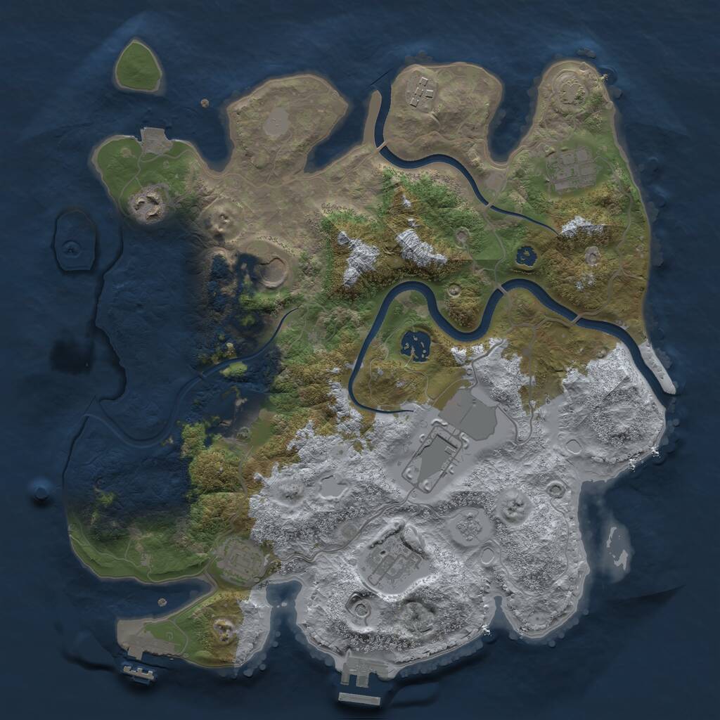 Rust Map: Procedural Map, Size: 3500, Seed: 133123313, 15 Monuments